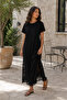 Women's Crew Neck Short Sleeve Lace Detailed Slit Comfortable Fit Long Viscose Plus Size Dress - 4