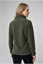 Women's Khaki Comfortable Fit Full Zipper Thick Outdoor Fleece Jacket with Front Pockets - 2