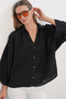 Women's Wide Sleeve Oversize Shirt 20401 - Black