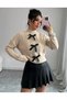 Half Fisherman Sweater with Braided Hair Ribbon