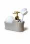 14359 Stone Gray Marble Patterned Porcelain Liquid Soap Dispenser with Brush |   Gold Pumped - 3
