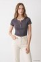 Front Button Detail T-Shirt 8590A Smoked