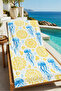 Retro Yellow Sun Blue Jellyfish Patterned 70X150 Beach Towel - Digital Printed Fade-Resistant Bath Towel - 2