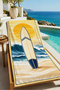 Retro Yellow Surfboard Ocean Wave Pattern 70X150 Beach Towel - Digital Printed Bath Towel - 4