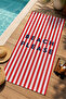 Beach Please Red Striped Patterned 70X150 Beach Towel - Digital Printed Fade-Resistant Bath Towel - 2