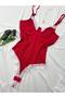 Soft Textured Cotton Stretchy Lace Detailed Snap Fastener Bodysuit - 5