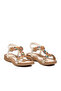 White Stone Detailed Latik Banded Soft Comfortable Sole Genuine Leather Women's Sandals B312 Z - 2