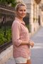 Salmon Color Shirt Collar 3/4 Sleeve Pocketed Sequined Embroidered Casual Cotton Woven Blouse 67 54 - 4