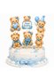 Blue Teddy Bear Cake Toothpick Set of 6 Happy Birthday Boy Birthday Cake Decoration
