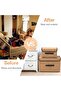 3pcs Blue Linen Foldable Storage Bins with Lids Kit, Large Collapsible Fabric Stroage Box, St - 6