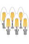 مصباح LED E14، مجموعة من 6 مصابيح شمعية C35، تعادل 40 واط، SES 4 واط، مصباح LED خيطي