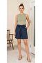 Women's Navy Blue Elastic Waist Mona Tie Shorts - 2