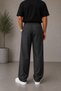 Men's Anthracite Gray Baggy Fabric Trousers Loose Fit Straight Leg - 5