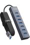 موزع USB 3.0 بـ7 منافذ مع كيبل 120 سم لسطح المكتب، موزع USB الومنيوم 5 جيجابايت في الثانية، محول متع