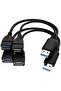 كابل مقسم USB 3.0 من أنثى إلى ذكر مزدوج، محول بيانات وشحن من 1 إلى 2، كابل تمديد - 2