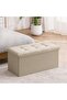Ottoman Storage Stool,Foldable Storage Ottoman Box,Padded Seat for Dorm Living Room,Versatile - 2