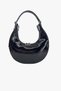 67-7143 Women's Wrinkled Patent Leather Black Crossbody Bag - 7