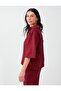 Red 100% Tencel Polo Collar Three Quarter Sleeve Blouse - 5