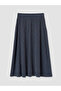Indigo Textured Flared Skirt with Elastic Waist - 7