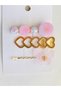 Set of 3 Clasps in Pink Color with Hearts, Metal and Butterflies - 3