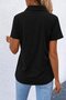Women's short sleeve jacket with collar, zipper front, and pocket detail, imported crepe blouse with short sleeves. - 4