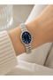 Women's Wristwatch Silver Color Navy Blue Dial Casual and Stylish Combination Gift Boxed - 3