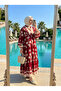 Women's Viscose Patterned Long Dress – Buttoned Comfortable Cut Summer Hijab Dress - 2