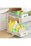 Under Sink Organizer, 2 Tier Pull out Cabinet Organizer Baskets with Mesh Sliding Drawers, Thickened