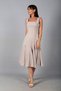 Women's Square Neck Lycra Scuba Crepe Thick Strap Hidden Zipper Midi Bell Dress - 2