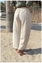 Women's Cream Cotton Linen Pocketed Washable Bohemian Loose Wide Leg Pants High Waist Muslin Pinterest - 5