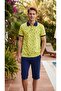 3223 Surf Beach Patterned Polo Neck Bermuda Set - 2