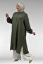 68047 Plus Size Buttoned Double Tensel Tunic - Khaki - 4