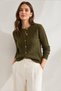Khaki Cotton Blend Seasonal Women's Knitwear Cardigan - 5