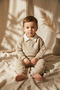 Ruby College Series Cotton Polo Collar Green Baby Tracksuit Set - with Contrast Stripes and Embroidery Detail P - 3