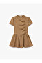 A-Line Short Sleeve Buttoned Plaid Dress
