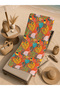 Orange Green Tropical Leaf and Animal Patterned 70X150 Beach Towel - Cotton Bath Towel - 5