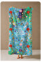 Turquoise Floral Mandala Garden Patterned 70X150 Beach Towel - Cotton Bath Towel - 4