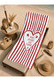 Red and White Striped More Amore Per Favore Heart Patterned 70X150 Beach Towel - Digital Printed Fade-Resistant Bath Towel - 5