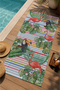 Striped Tropical Flamingo Toucan and Leaf Pattern 70X150 Beach Towel - Digital Printed Bath Towel - 3