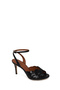 Women's Black Ankle Buckle Stone Detailed Thin Heeled Leather Sandals 26Sfd121414 - 8
