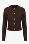 Women's crew neck gold button detailed knit cardigan - 3