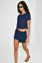 Crocus Women's 100% Organic Cotton Crop Length Round Neck Dark Blue Top and Bottom Set - 4
