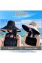 Wide-brimmed women's sun hat - UV protection breathable beach foldable bucket (black) - 3