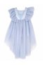 Girl's Short Front, Long Back, Ruffle Sleeve Detailed, Sequin Striped Evening Dress for Ages 3-12, Suitable for Birthdays, Weddings, Graduations, Special Occasions. - 8