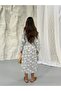 Floral Jacquard Buttoned Belted Shirt Dress 9116 - Anthracite - 7
