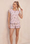 Lilac Floral Patterned Bürümcük-Krınkıl Shorts Pajama Set 26120175 - 2