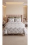 100% Cotton Double Eucalyptus Patterned Duvet Cover Set 220X200 cm – 2 Patterned + 2 Plain White Pillowcases with Laces - 4