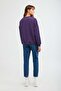Ramona Women's Oversize Soft Fleece Lined Organic Cotton Printed Round Neck Purple Sweatshirt - 6