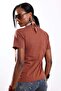 Brown Crew Neck Slim Cotton T-Shirt - 6