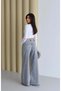 Women's Gray High Waist Extra Wide Leg Washed Tassel Denim Jean Trousers - 5